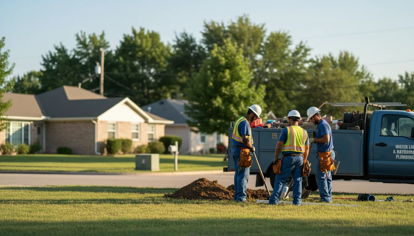 Residential water line and bathroom plumbing service in Raymond, KS